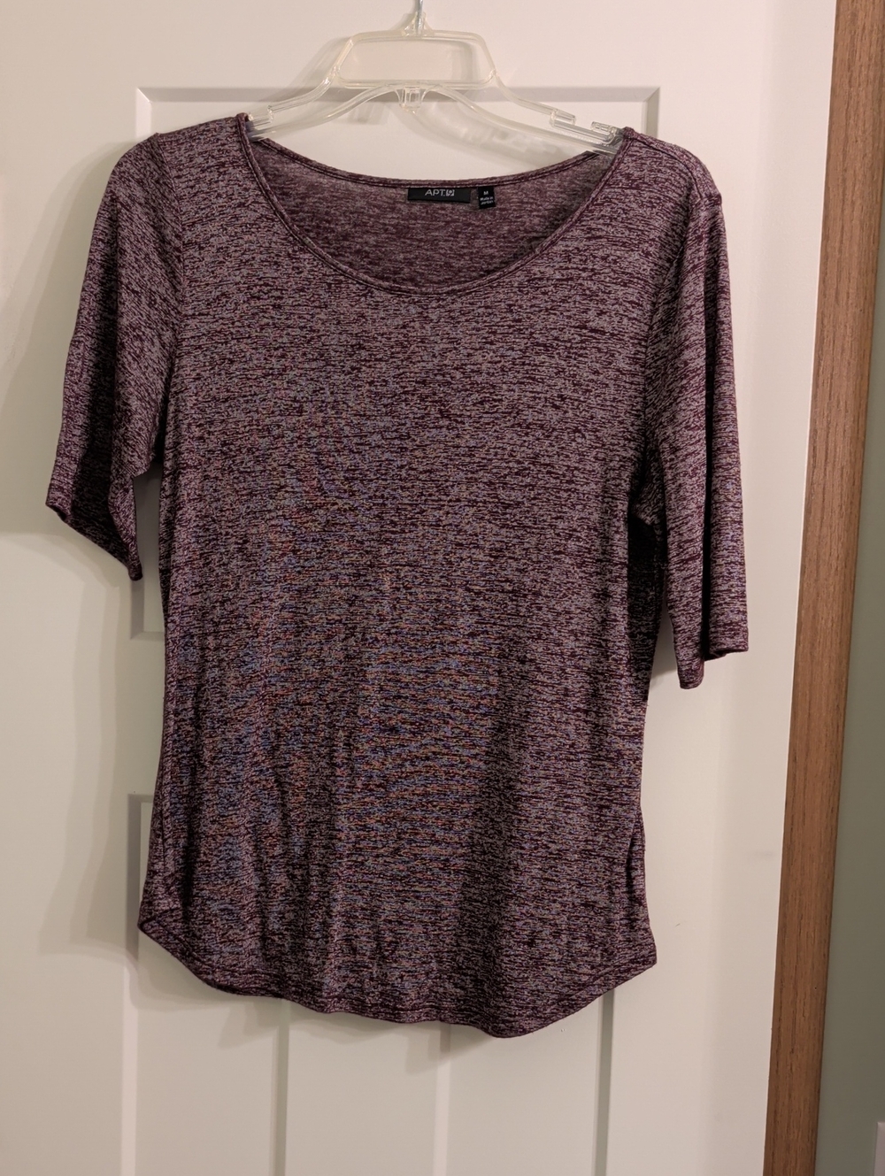 Apt. 9 Heathered Plum Scoop Neck Short Sleeve Top